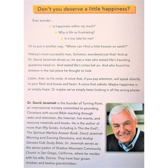 David Jeremiah 31 DAYS TO HAPPINESS Book Searching For Heaven On Earth Brand New - Picture 3 of 3